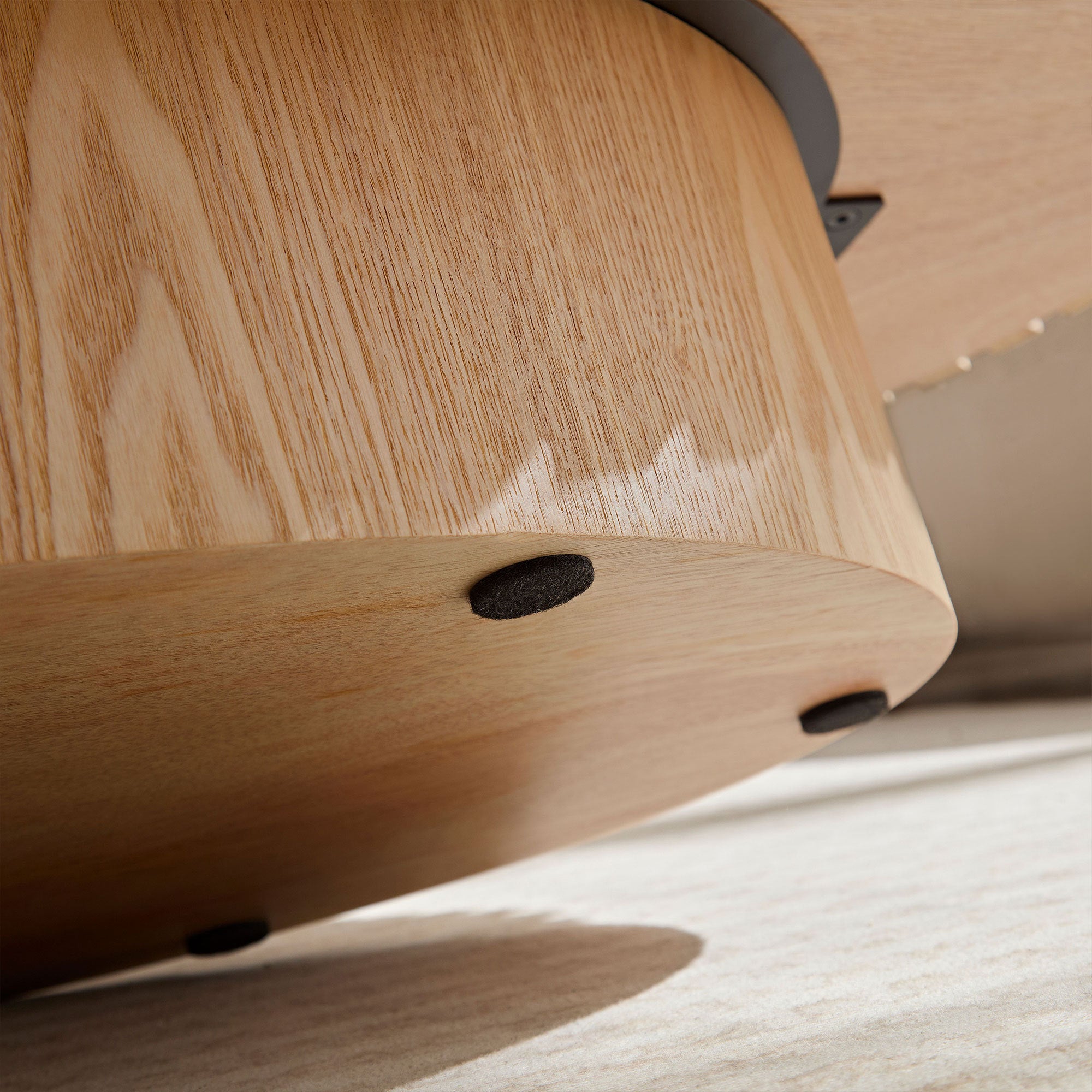Pedestal base MDF construction close-up