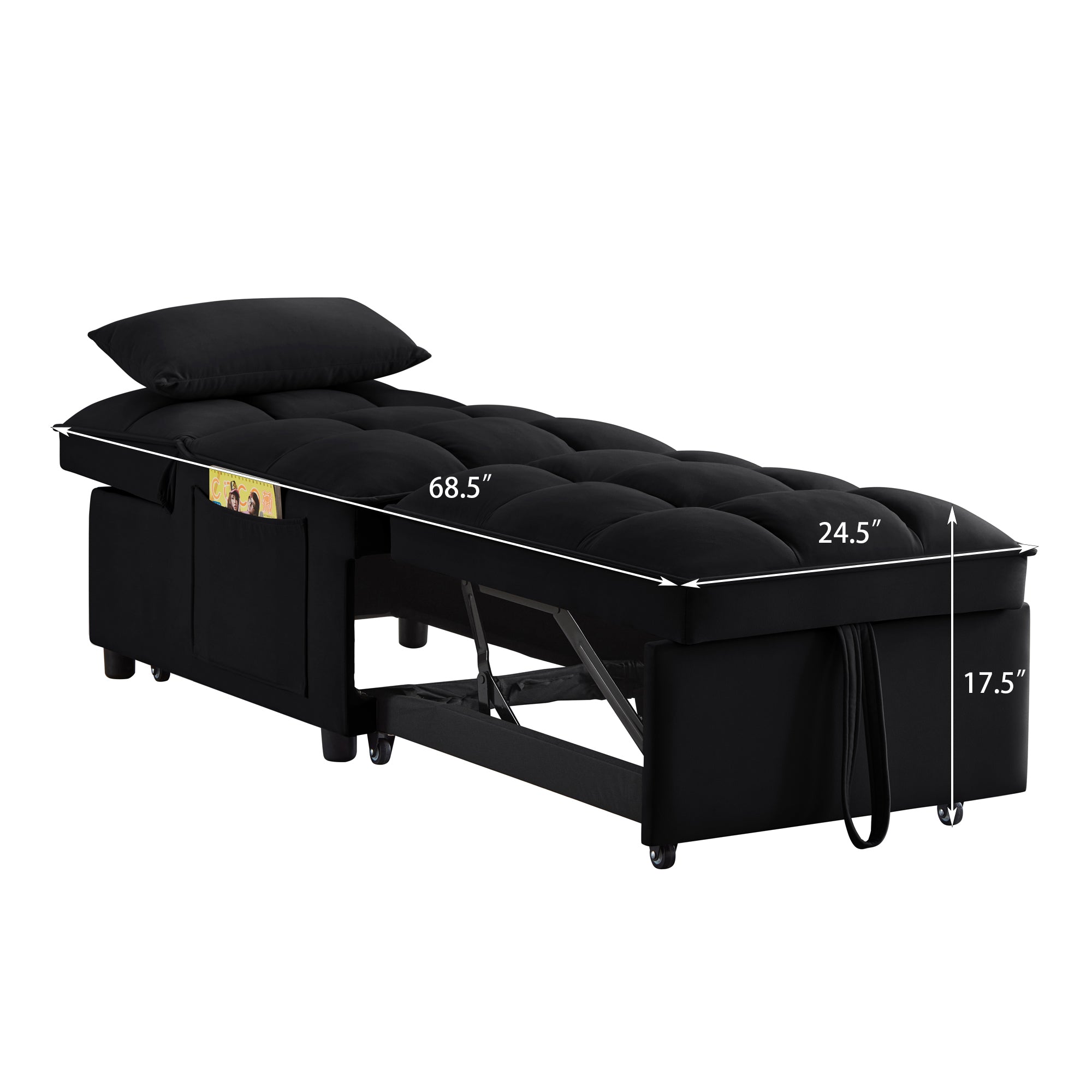 Black convertible sofa bed product photo
