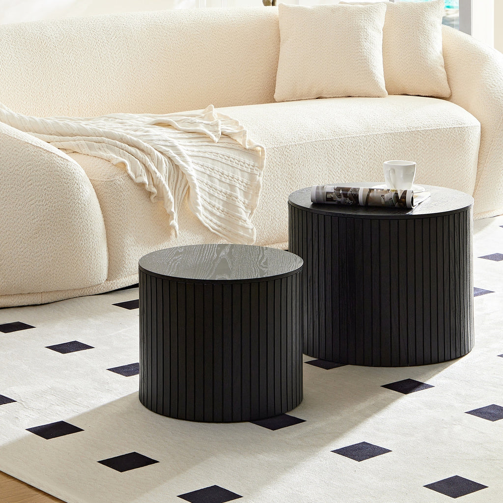 Nesting coffee table set separated for extra surface area