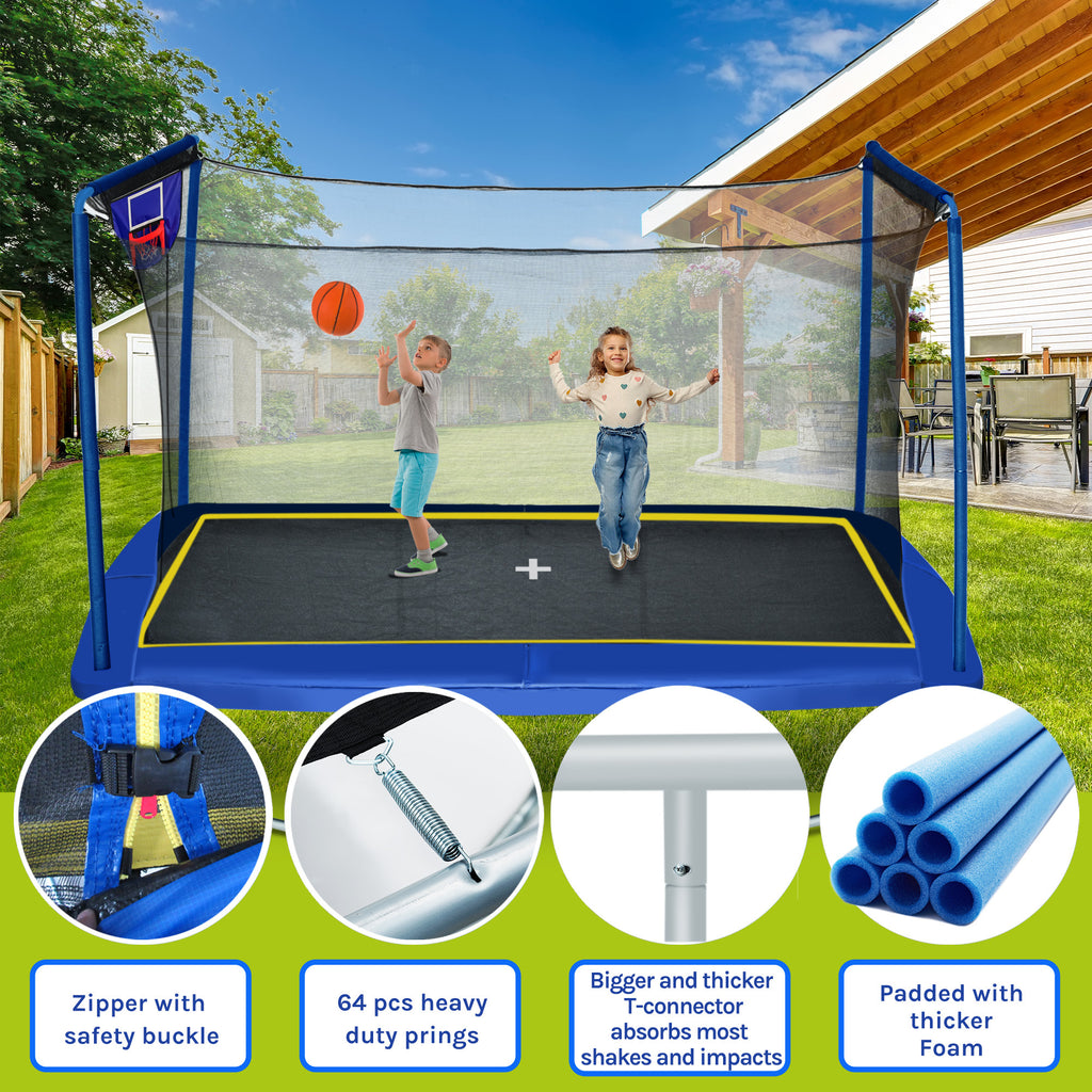 Outdoor backyard 8x12 trampoline jumping mat close-up