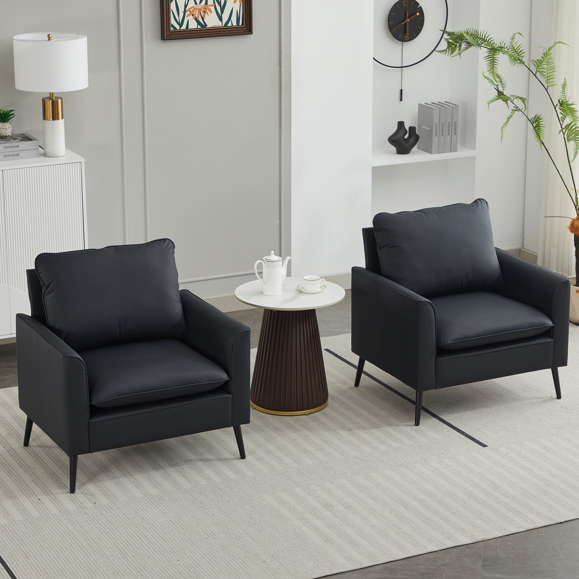 Faux Leather Lounge Chair Set of 2 — Nordic Retro Accent