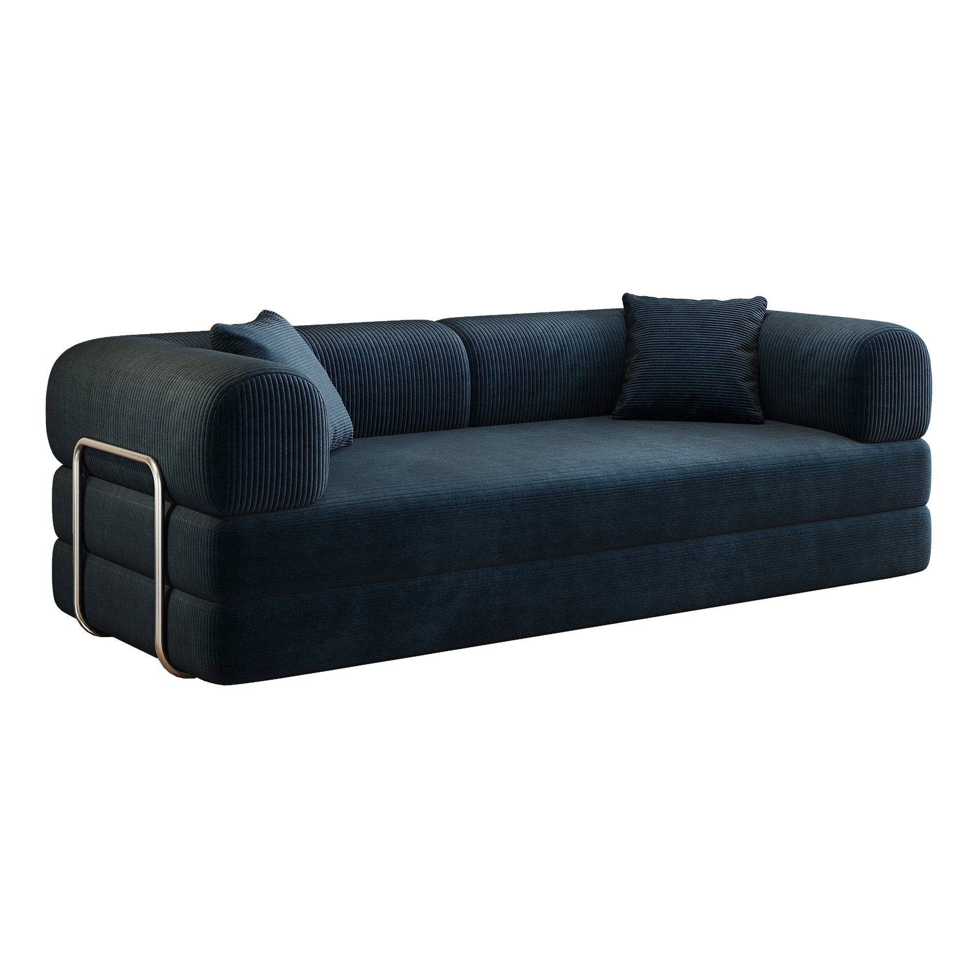 Corduroy Compression Convertible Floor Sofa Bed — Modular Loveseat, 78.8" Wide