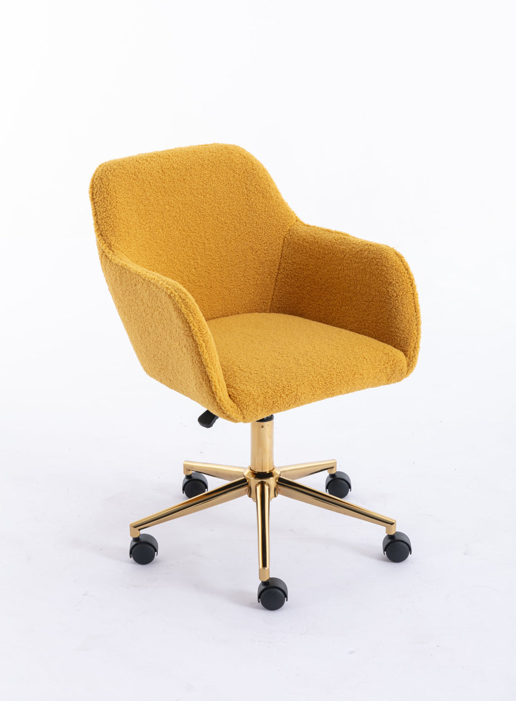Teddy Office Chair — Adjustable Height with Gold Metal Base & Wheels