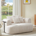 Beige boucle boneless chaise lounge 64 inch living room