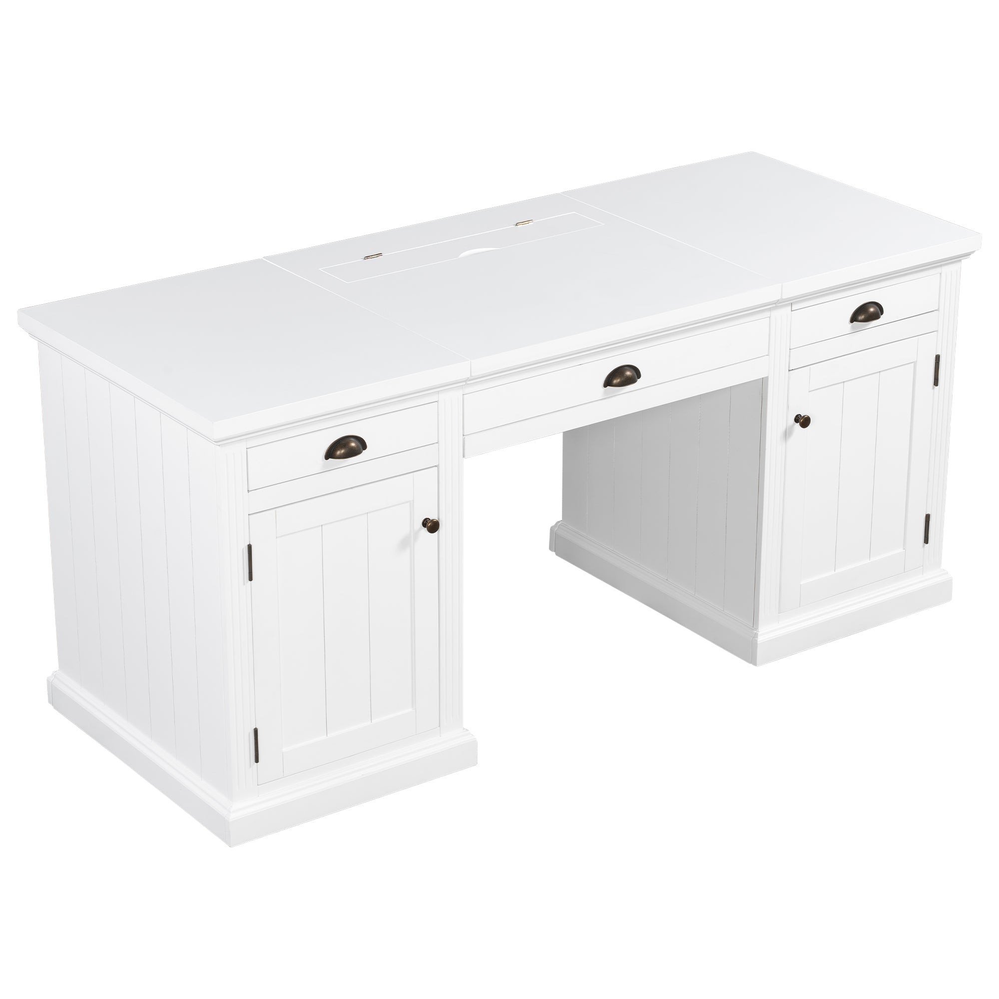 Executive desk side profile with cabinet and drawers
