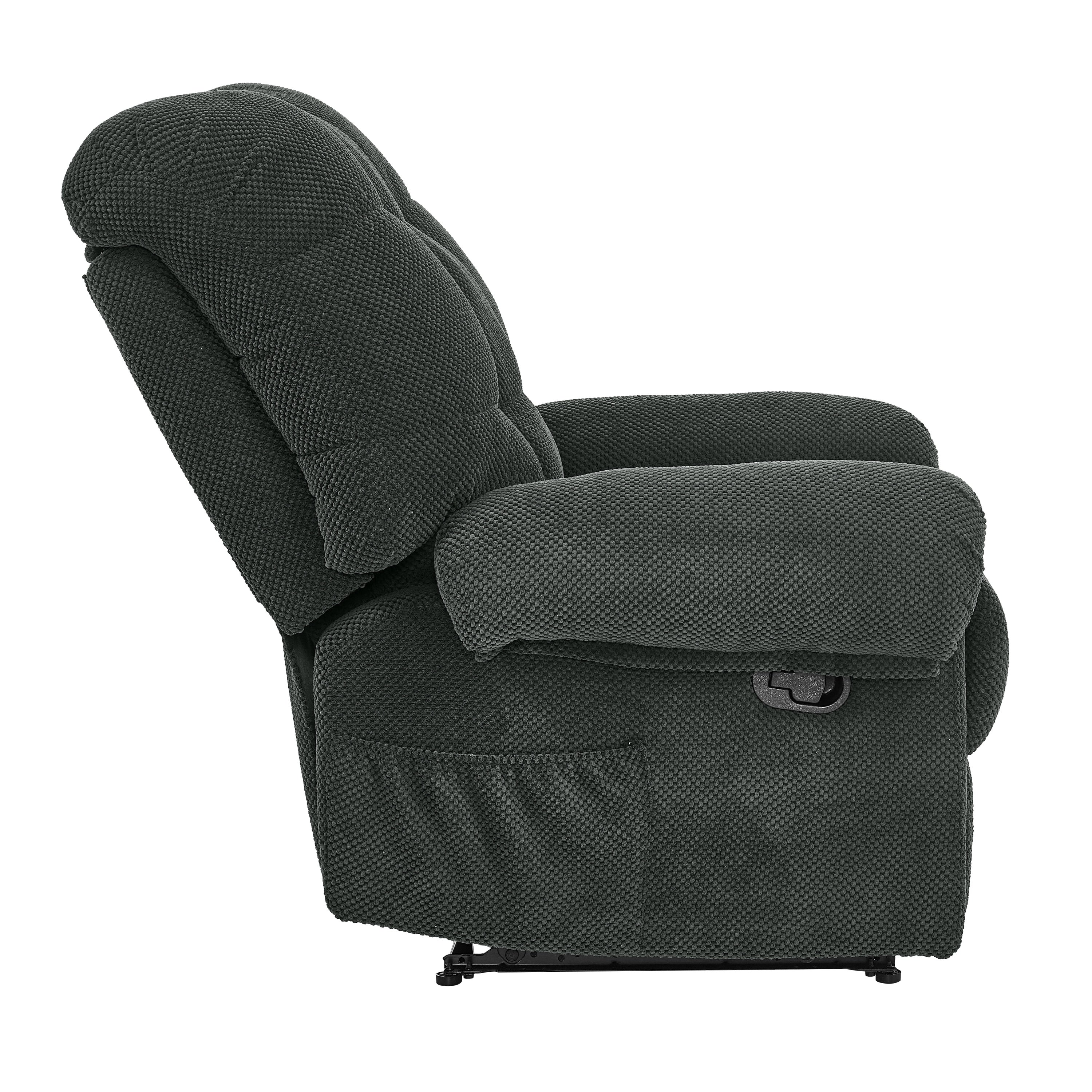 Contemporary dark gray recliner full view