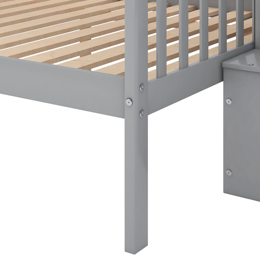 Stairway bunk bed side shelf storage close-up