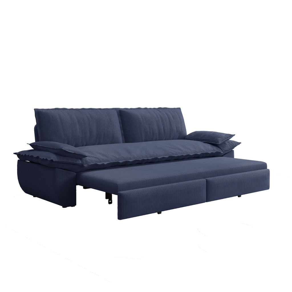 73.2' Queen Pull Out Sofa Bed,3-in-1 Convertible Sleeper Sofa,Multi-Functional Corduroy Loveseat Bed, Grey