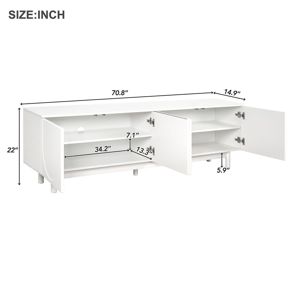 Cable management holes on white media console