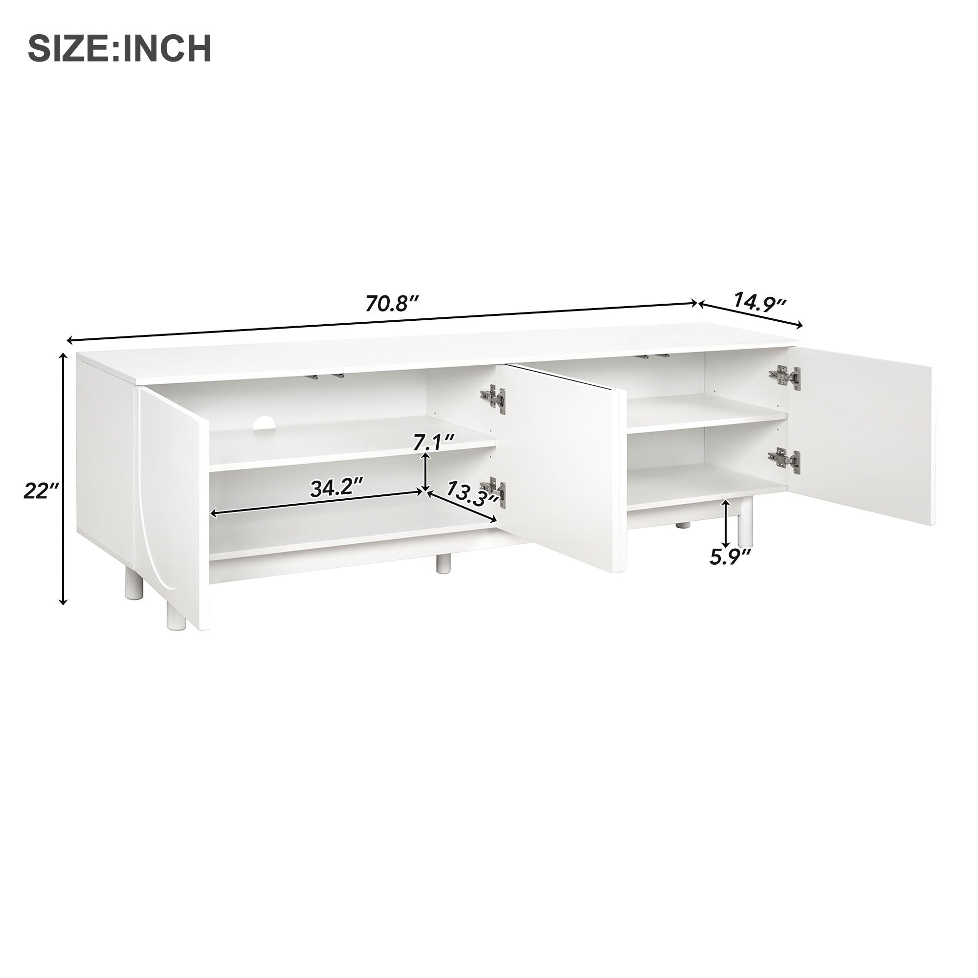 TV Stand with Arch Cabinets — for TVs Up to 78"