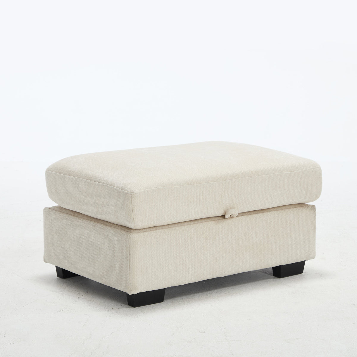 Modern Storage Sofa with Dual USB, 2 Side Pockets,Ottoman Storage Bench Cloud Sectional Chenille Sofa Oversized,4-Seat, L-Shaped Couch,Black