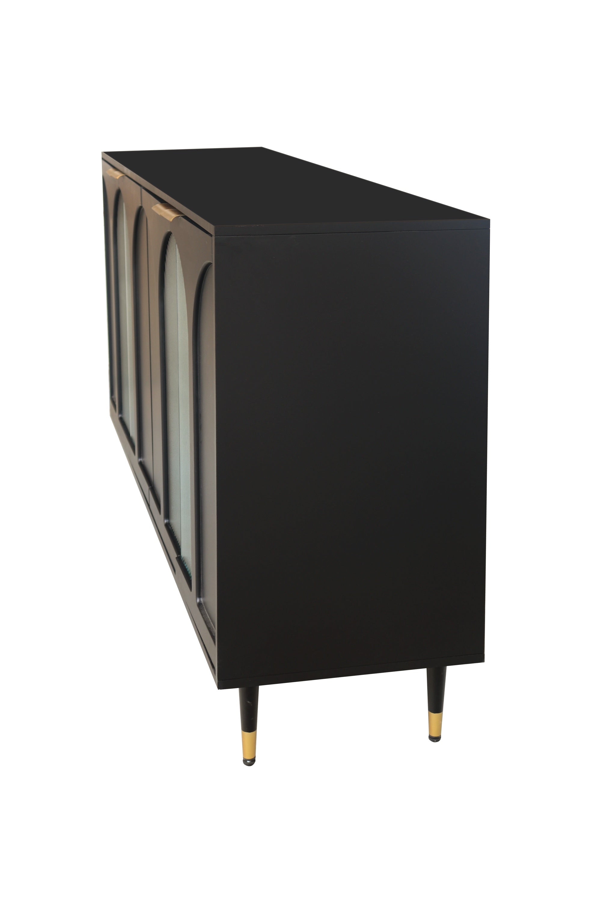 4-door glass storage cabinet interior adjustable shelving overview