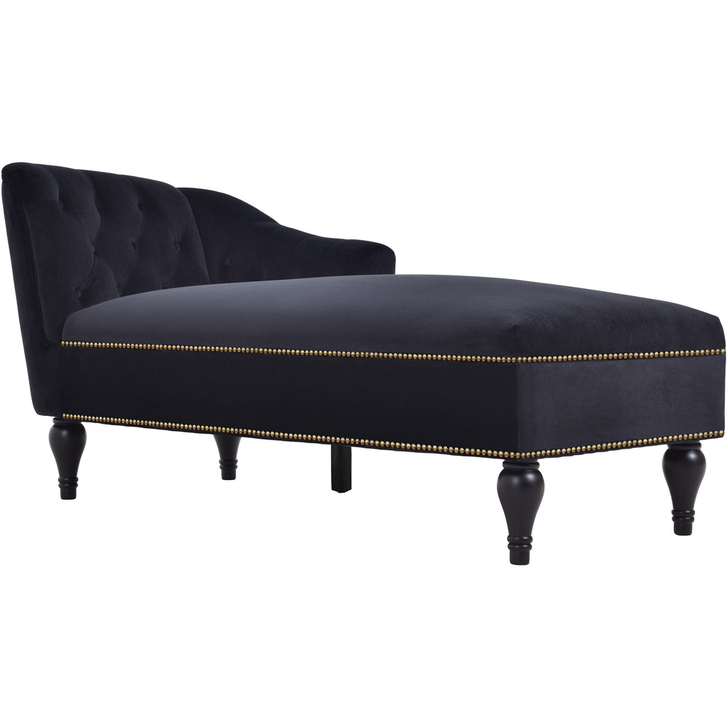 Black right-arm chaise lounge full product photo