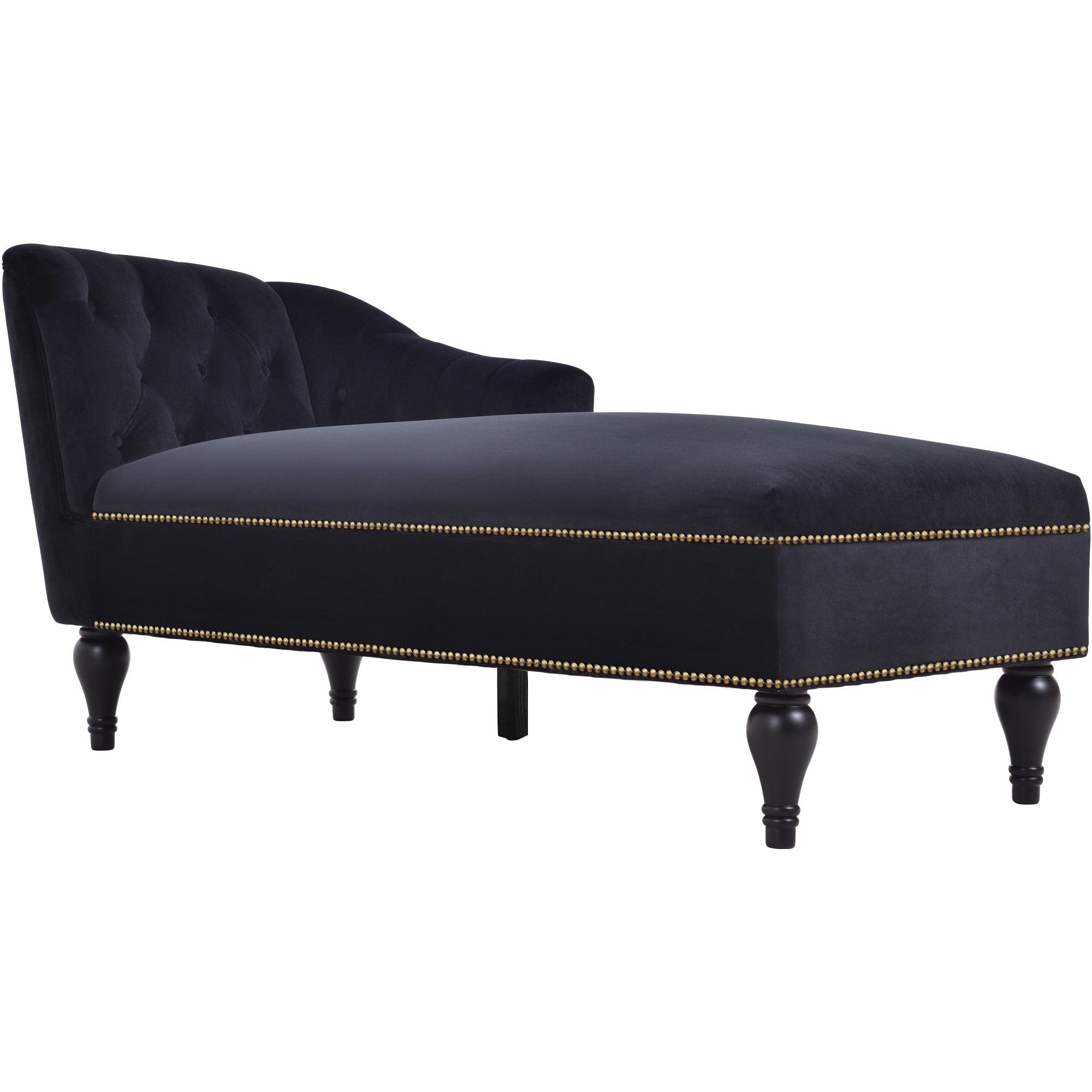 Black right-arm chaise lounge full product photo