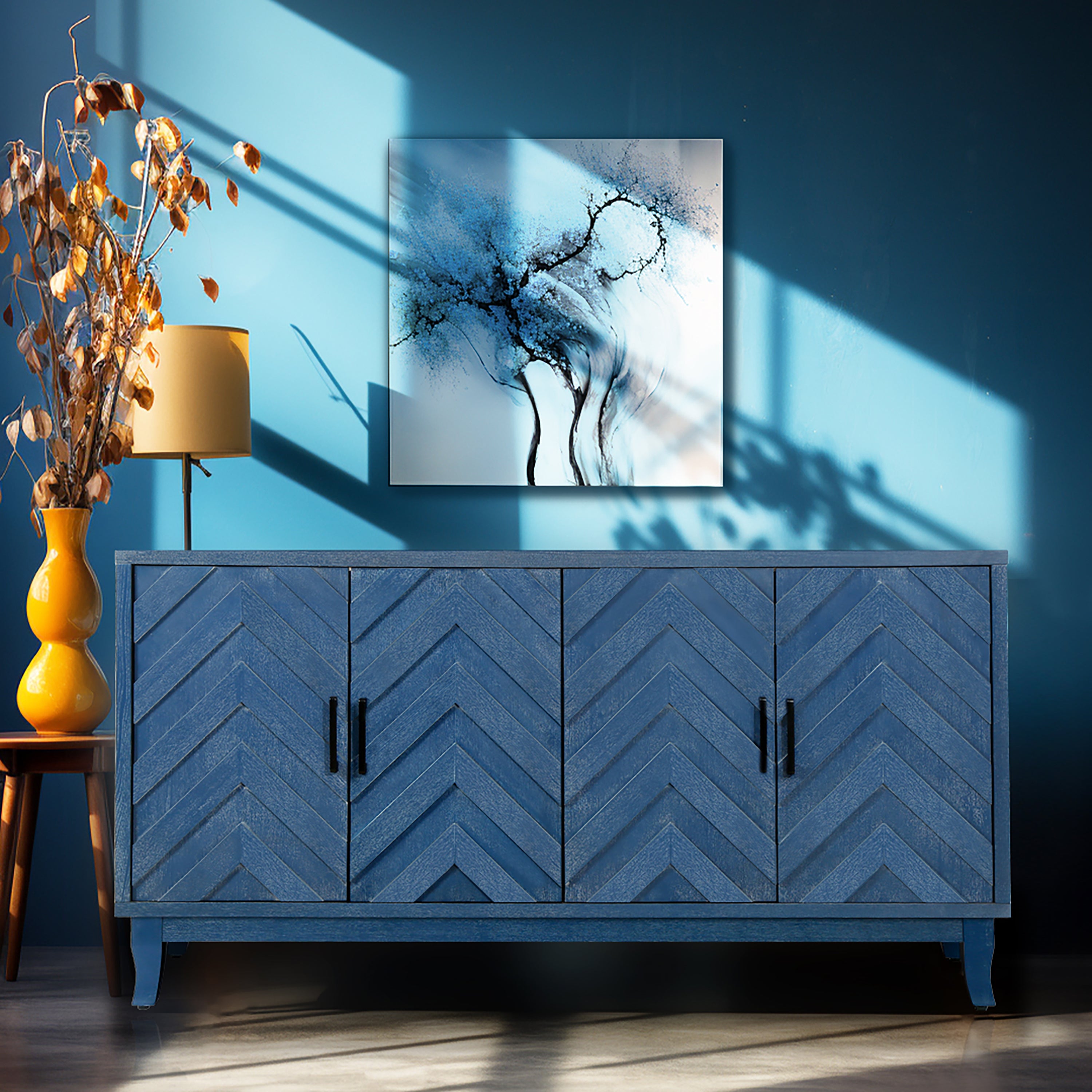 4-door sideboard striped panel door design close-up