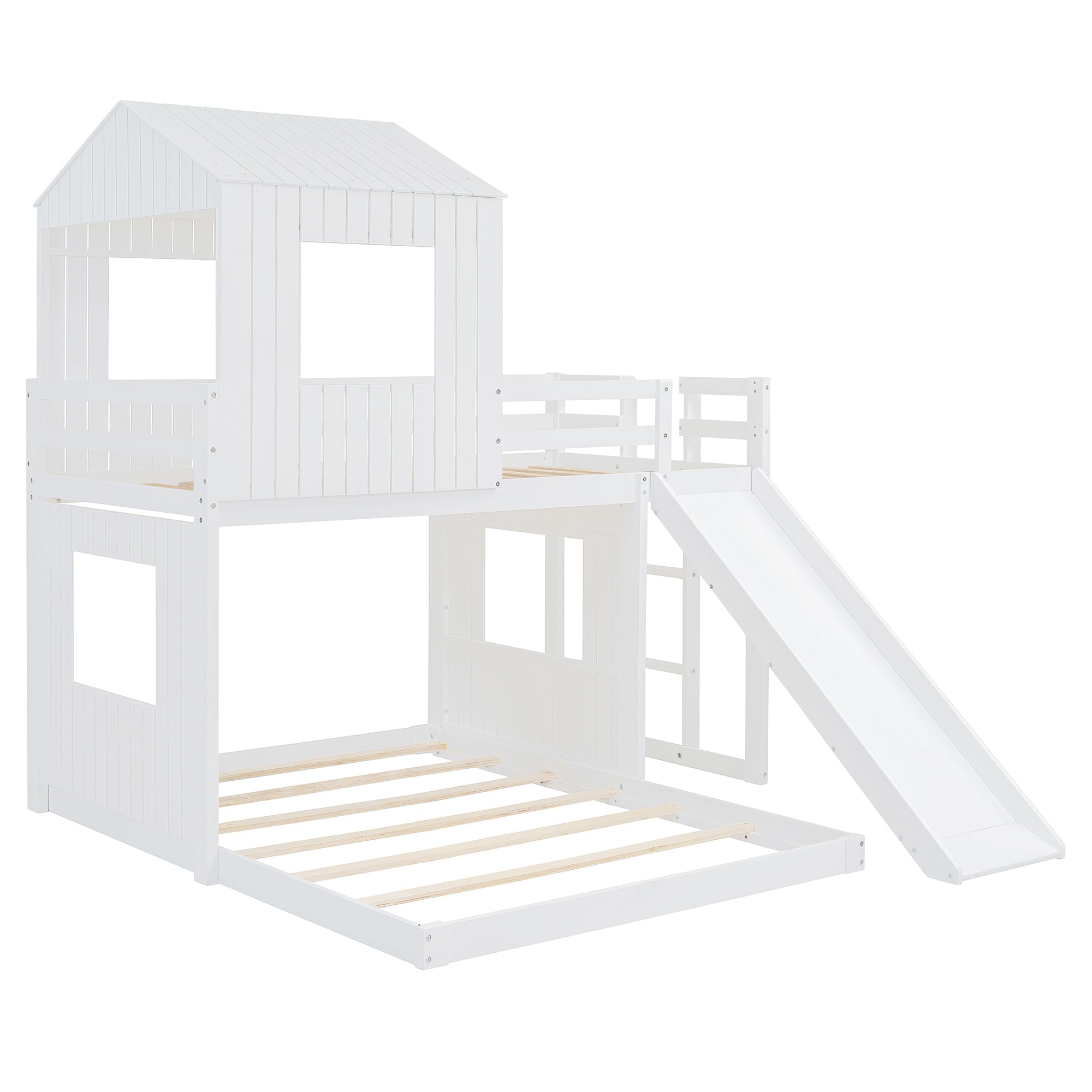 Twin over full bunk bed with ladder detail