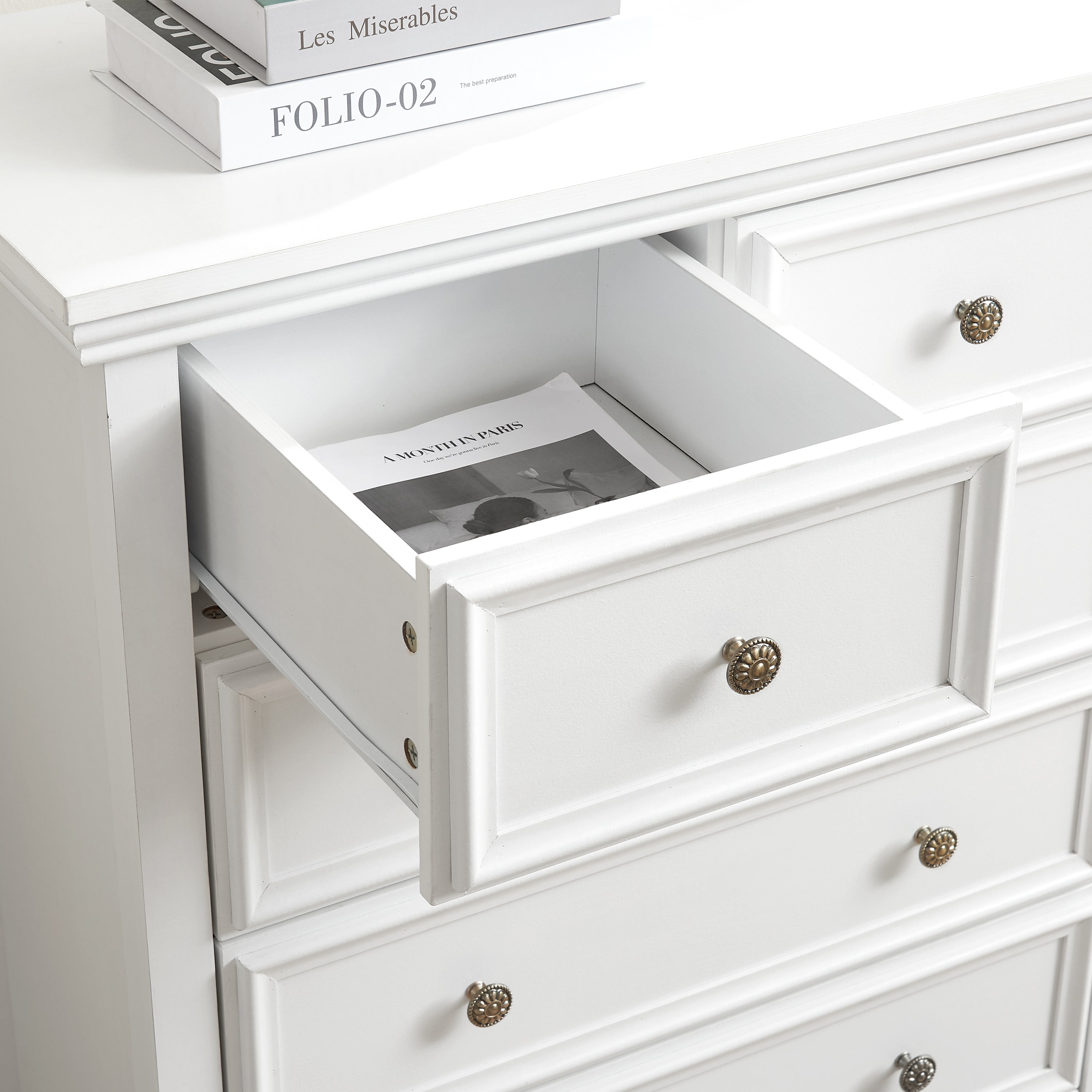 White farmhouse dresser living room storage setting