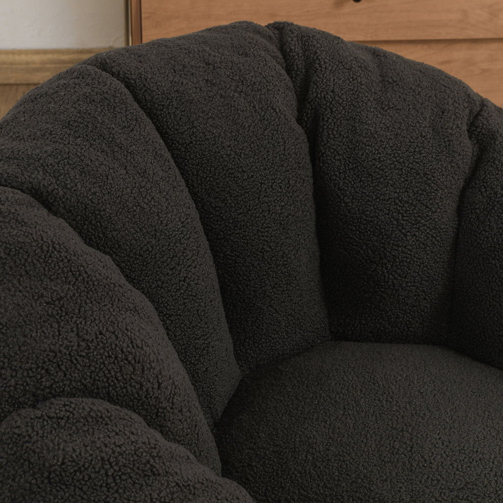 Dark gray teddy bean bag — side profile