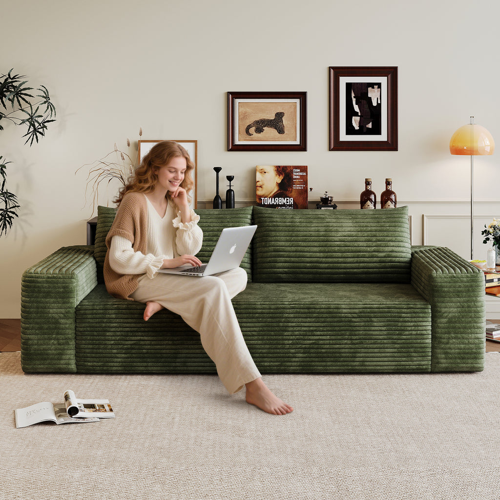 Deep seat sofa with backrest pillow — side profile