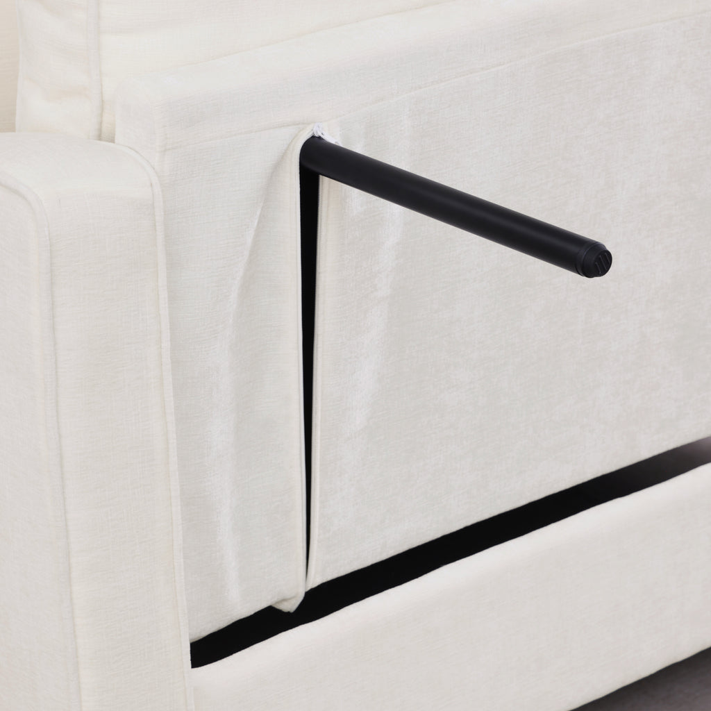 2-seater sofa with matching storage footrest — side profile