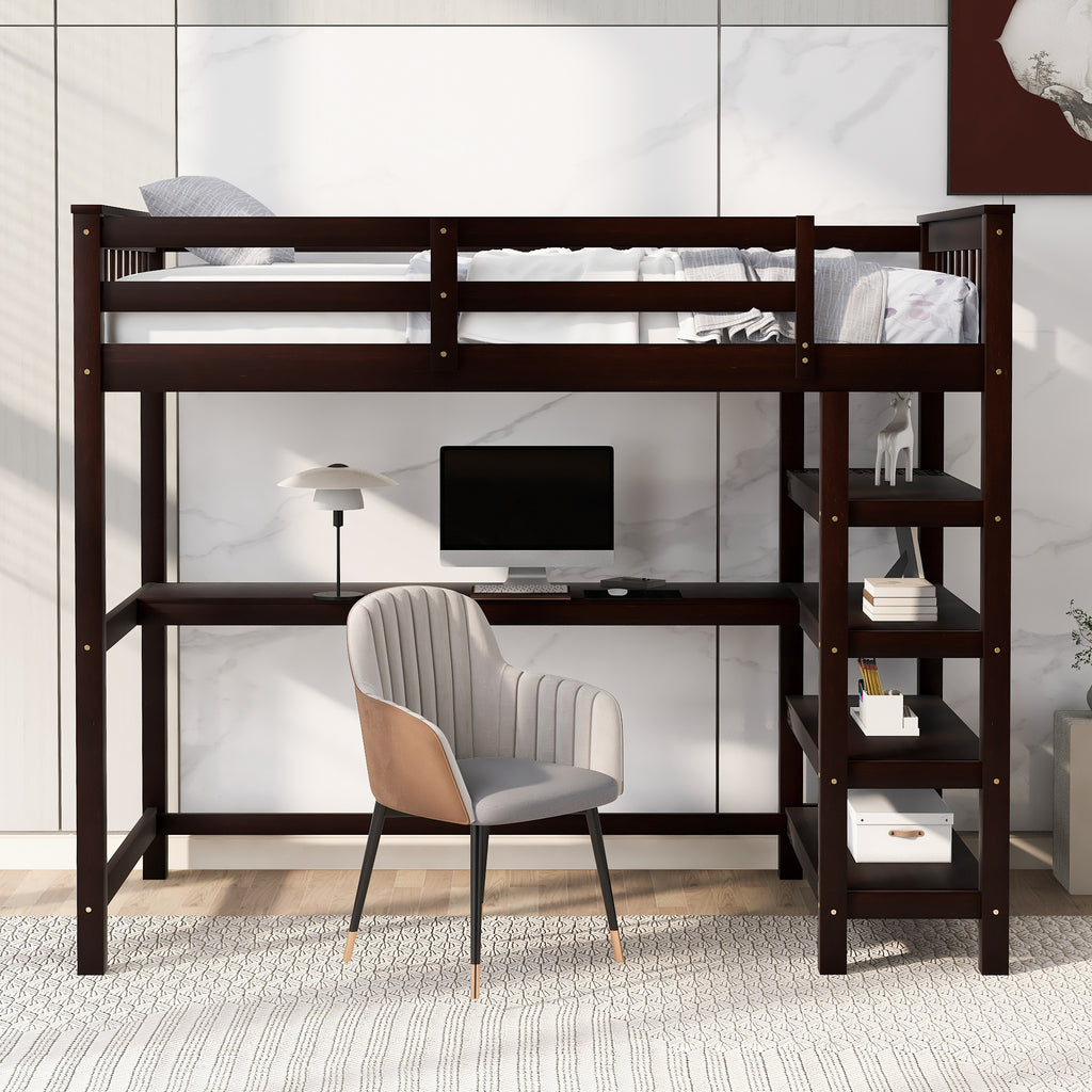 Loft bed workstation area underneath