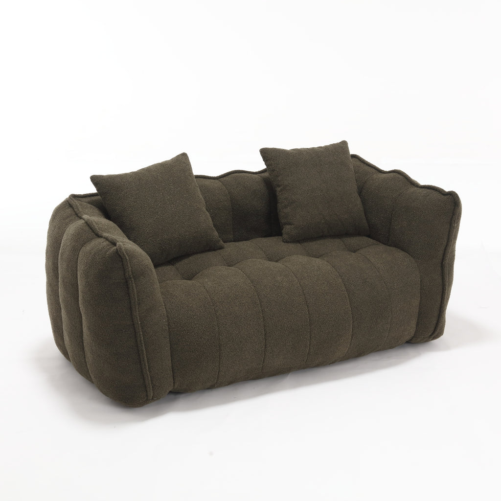Two-person chenille bean bag chair — olive green