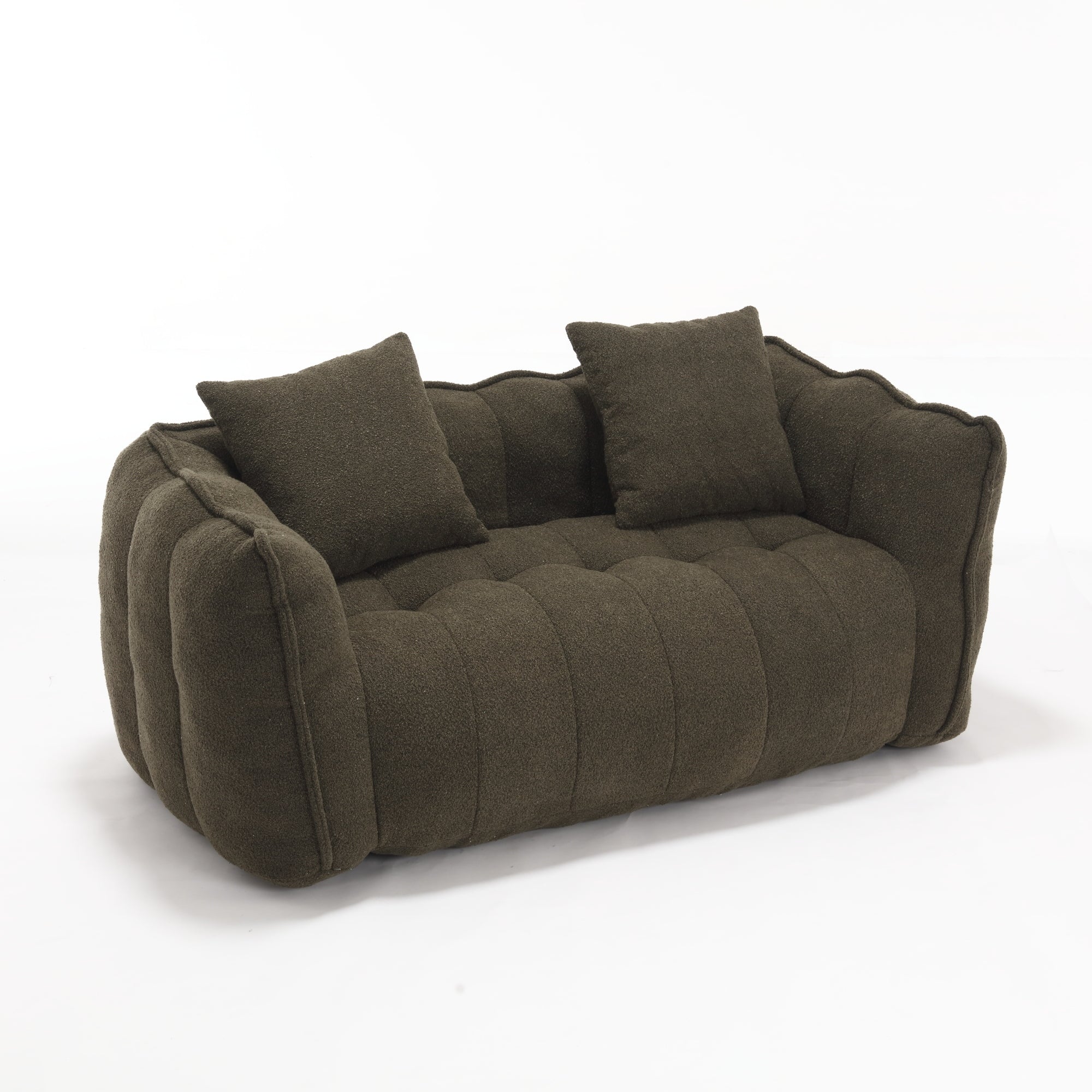 Two-person chenille bean bag chair — olive green