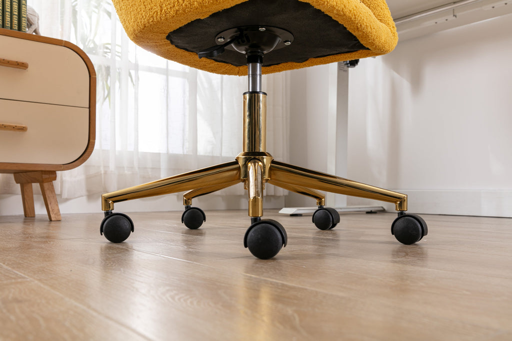 Teddy Office Chair — Adjustable Height with Gold Metal Base & Wheels
