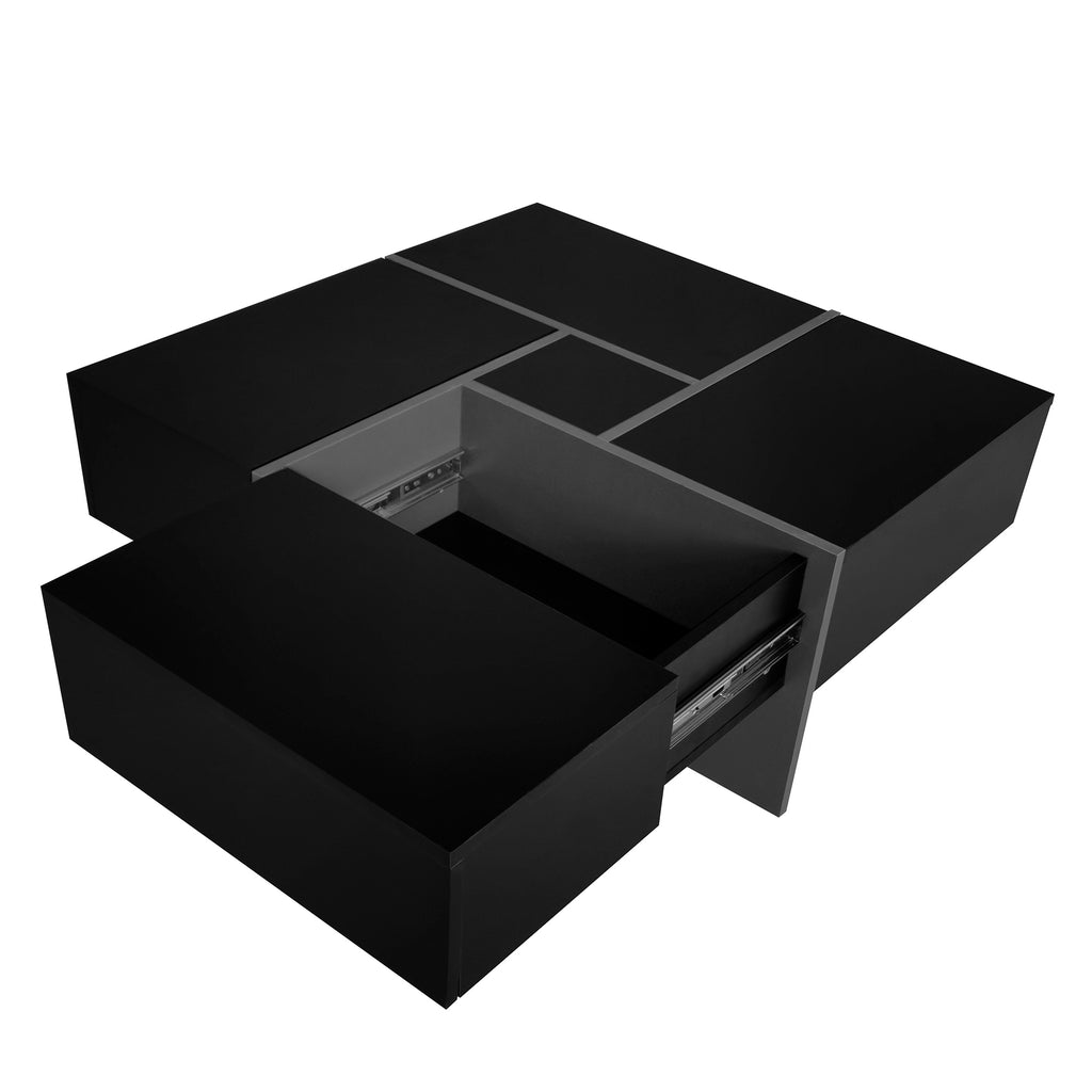 Black square cocktail table 31.5 inch dimensions view