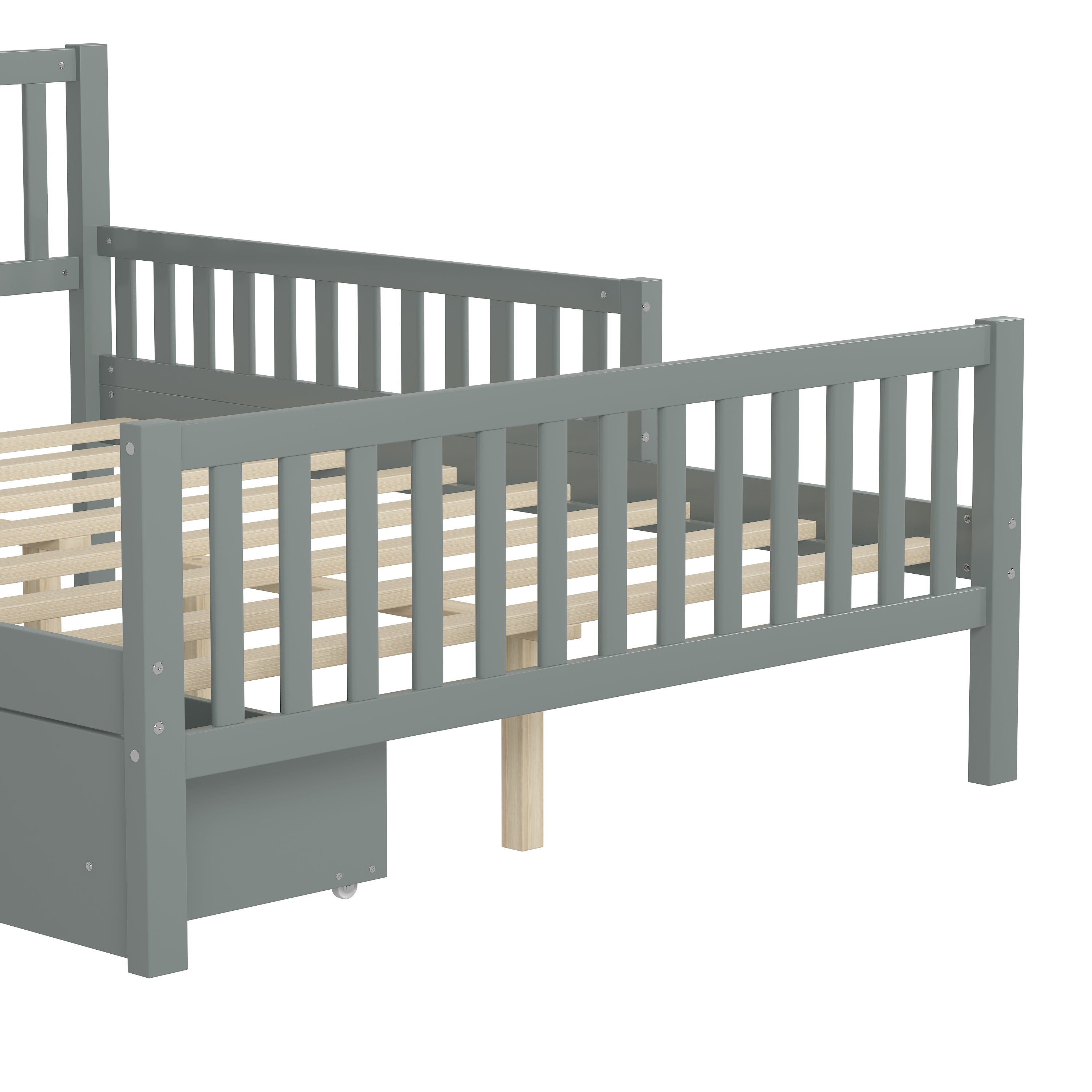 Wood platform bed frame construction detail