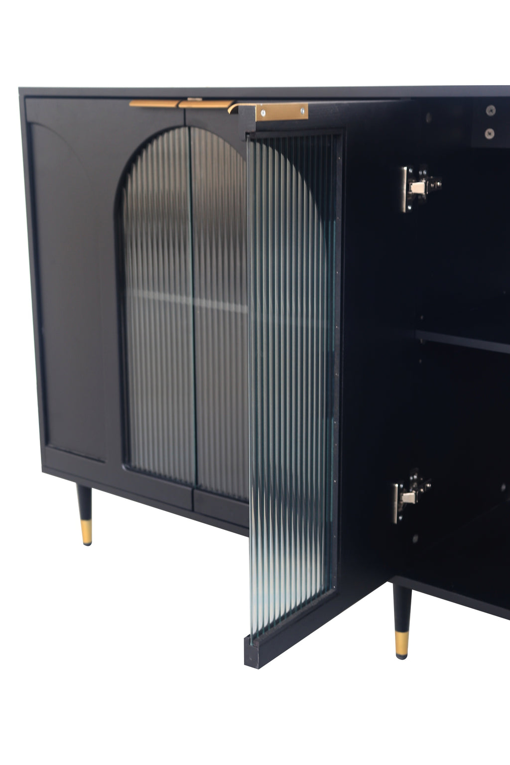 Vintage black lacquered sideboard in dining room setting