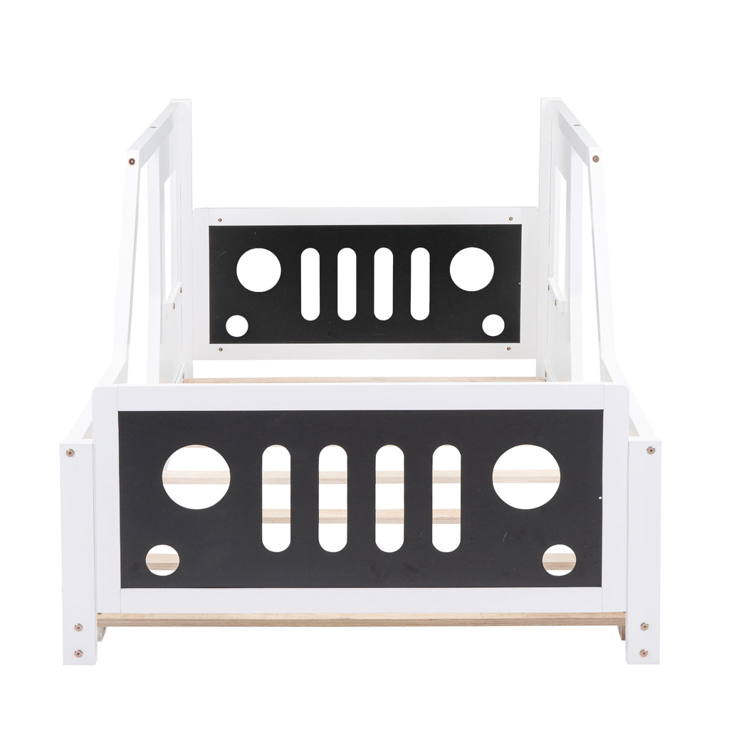 Classic car platform bed side door and window close-up