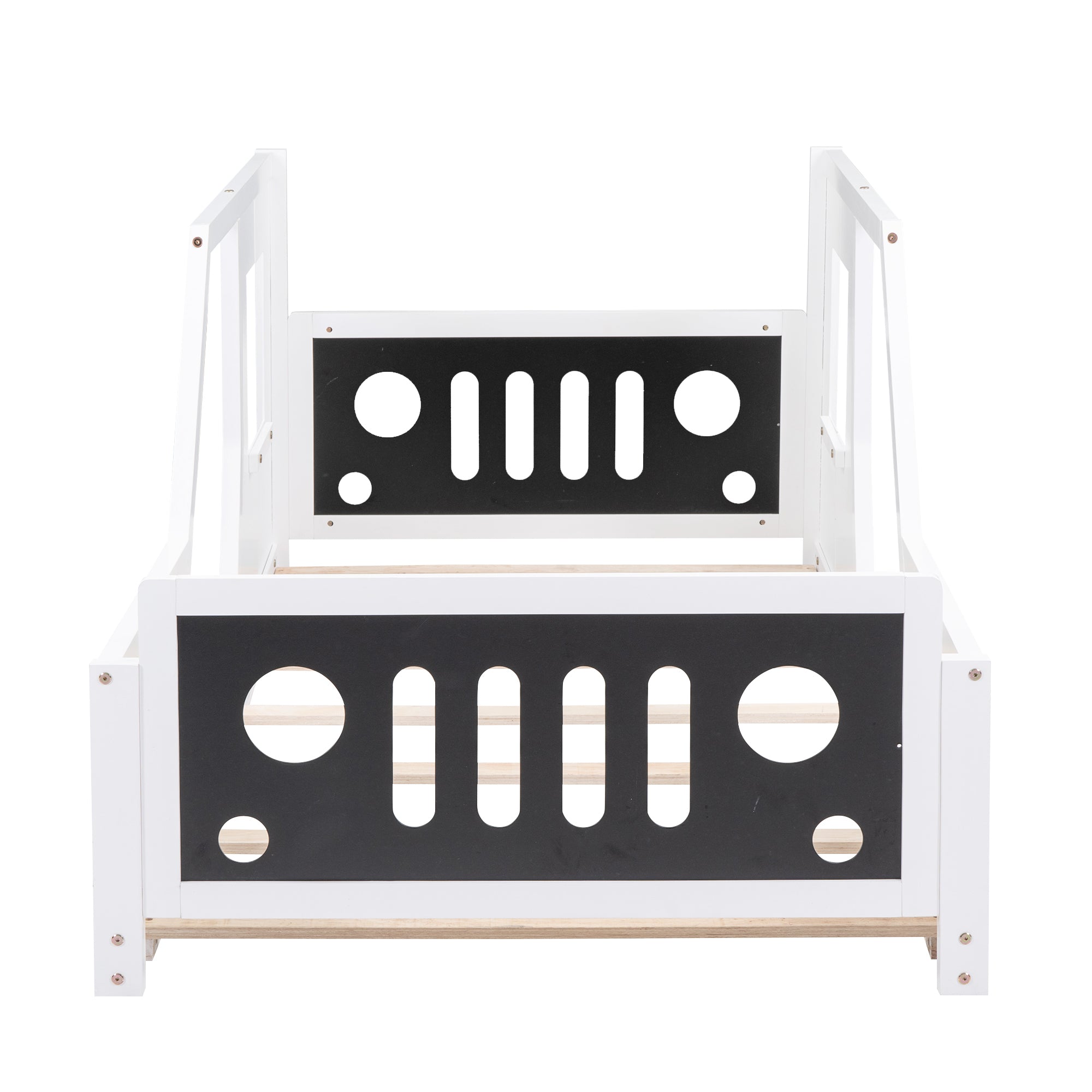 Classic car platform bed side door and window close-up