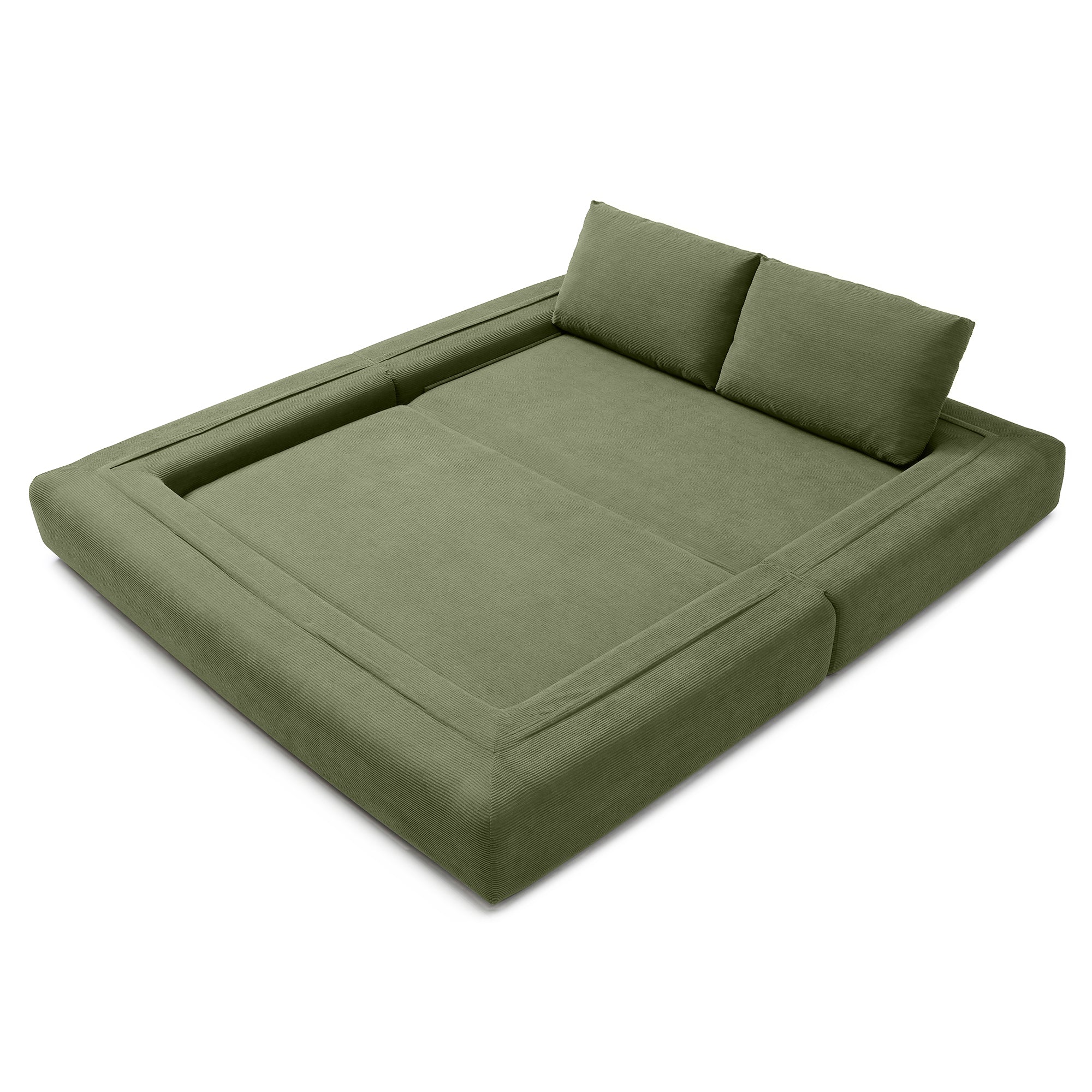 Green corduroy loveseat floor couch product photo