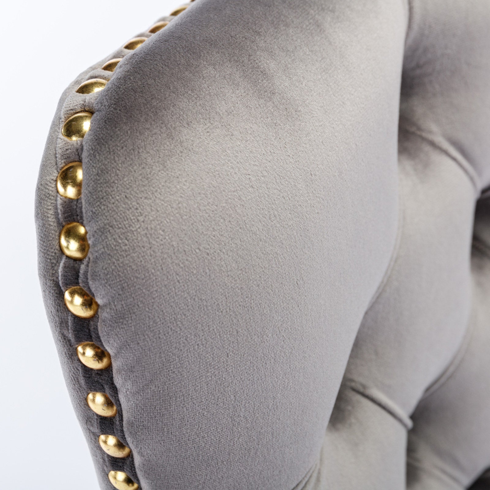 Adjustable gray velvet office chair full product photo