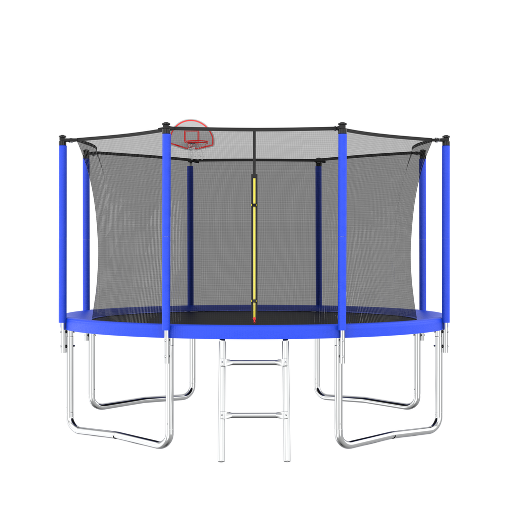 12 ft blue trampoline jumping mat close-up