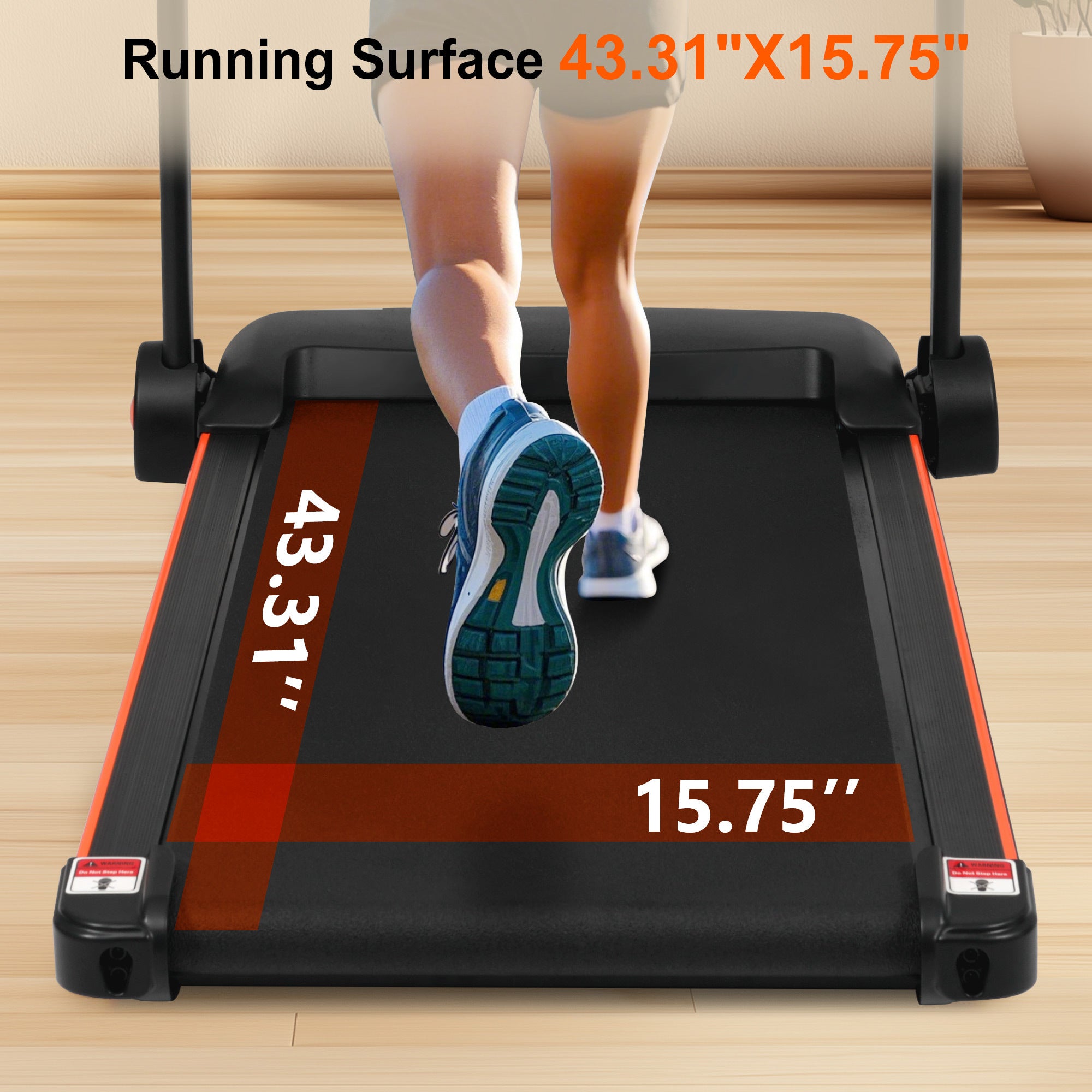 Incline adjustment detail on folding treadmill