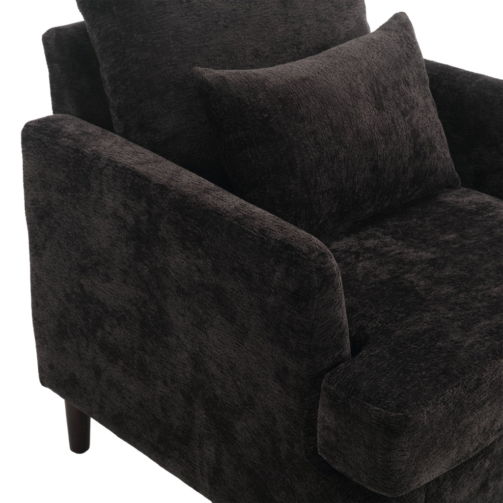 Black club chair wood frame construction detail