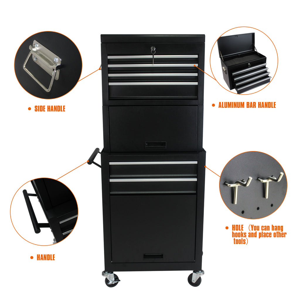 Bottom cabinet foldable doors open on rolling tool storage unit