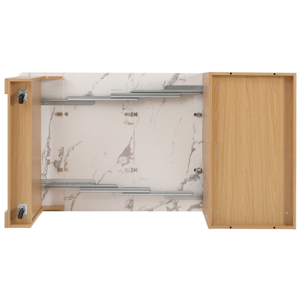K&K 59.5' Kitchen Island with Extendable Dining Table, Kitchen Storage Table with Double-sided Storage, Kitchen Island with 2 Drawers, Power Outlet, Side Open Shelves, for Kitchen, Dining Room, Black