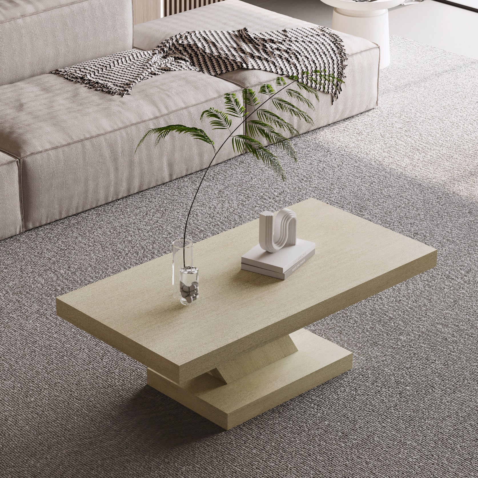Oak wash wood veneer tabletop close-up