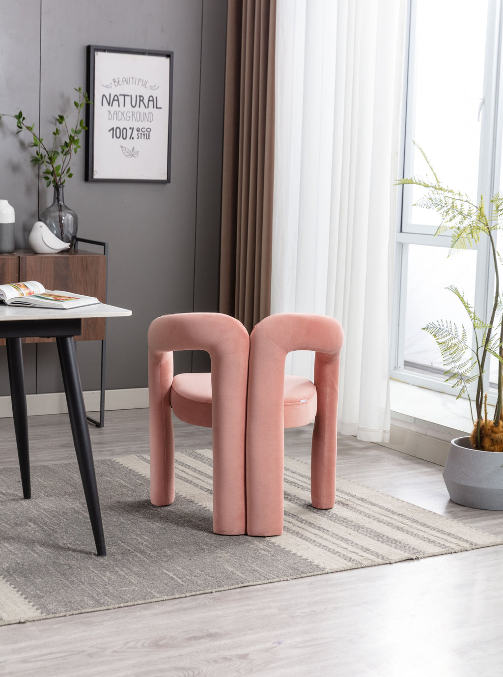 Velvet Barrel Accent Chair Set of 2 — Wood Legs
