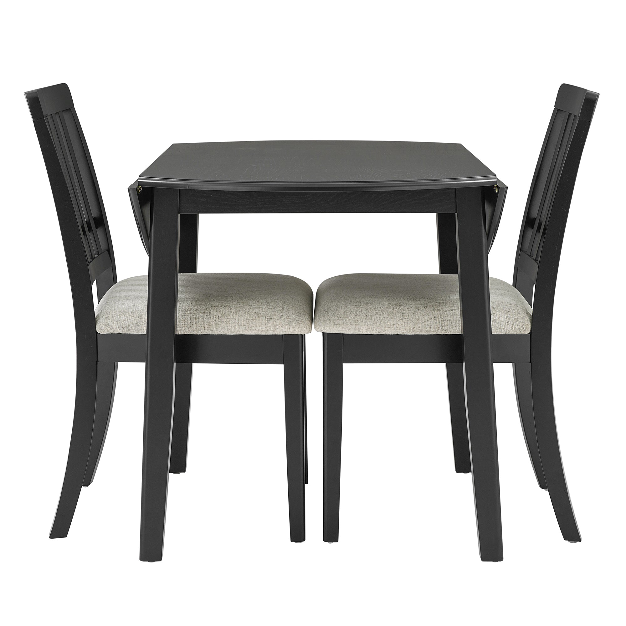 3-Piece Round Dining Table Set for 2 People, 1 Folding Wood Dining Table + 2 Upholstered Chairs, Space-Saving Design for Small Apartments and Dining Areas -LIGHT BROWN