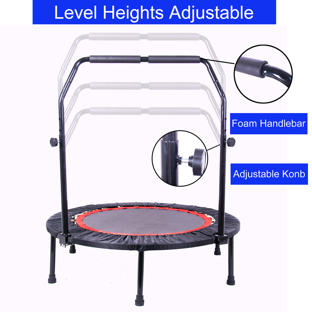 Mini rebounder trampoline black red frame and jump mat