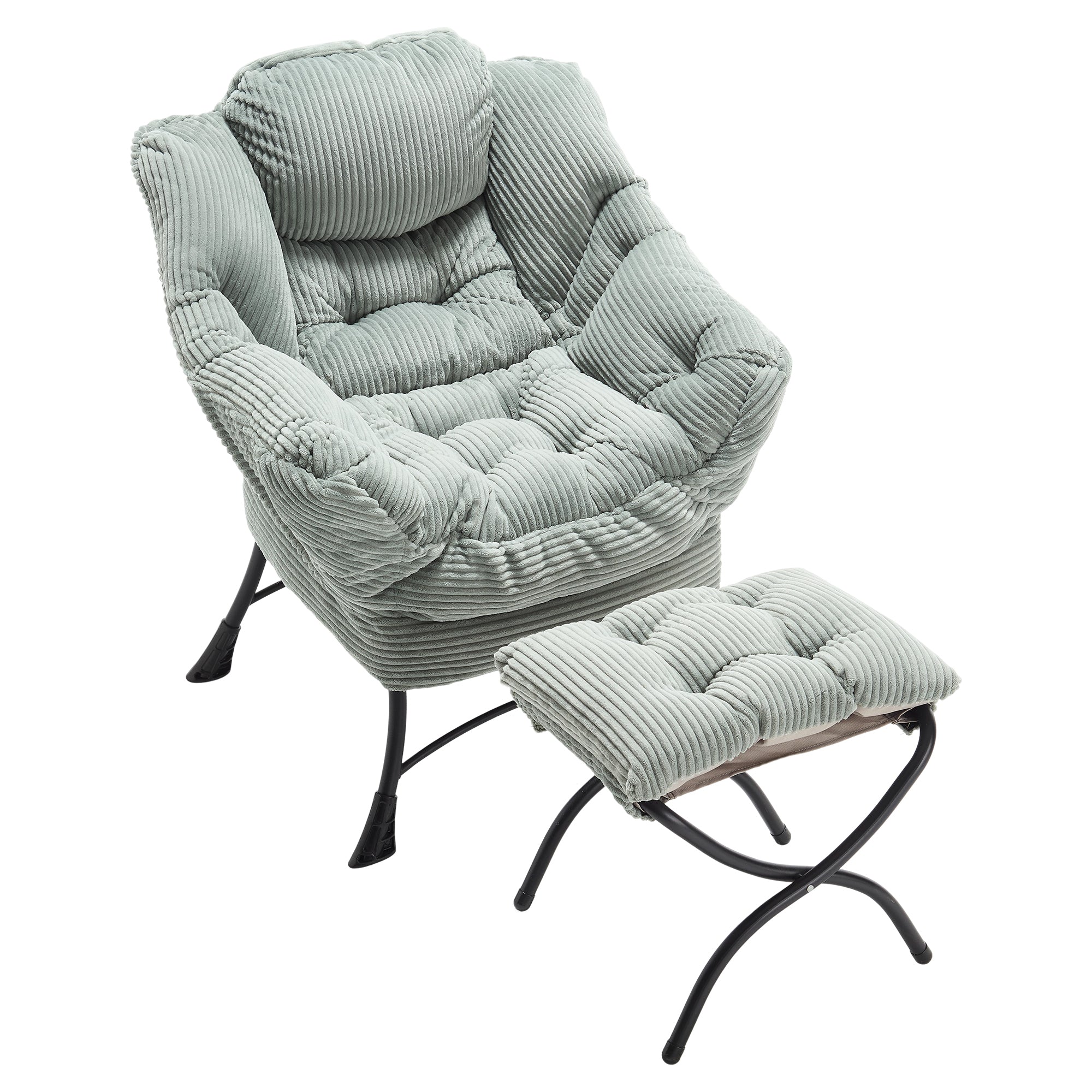 Light green lazy lounge chair with ottoman — full set