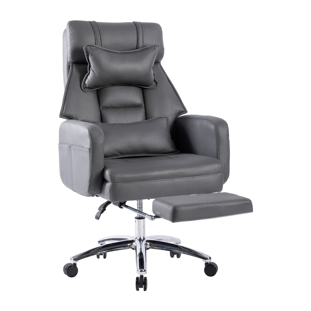 Swivel office chair with retractable footrest
