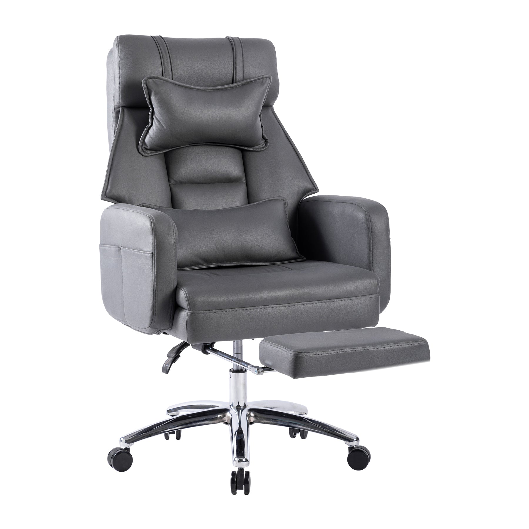 Swivel office chair with retractable footrest