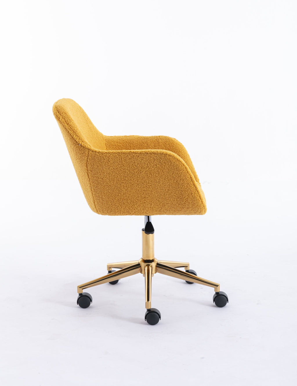 Teddy Office Chair — Adjustable Height with Gold Metal Base & Wheels