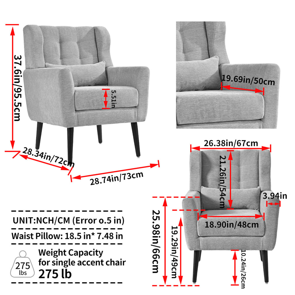 Olive green armchair with wood legs — side profile