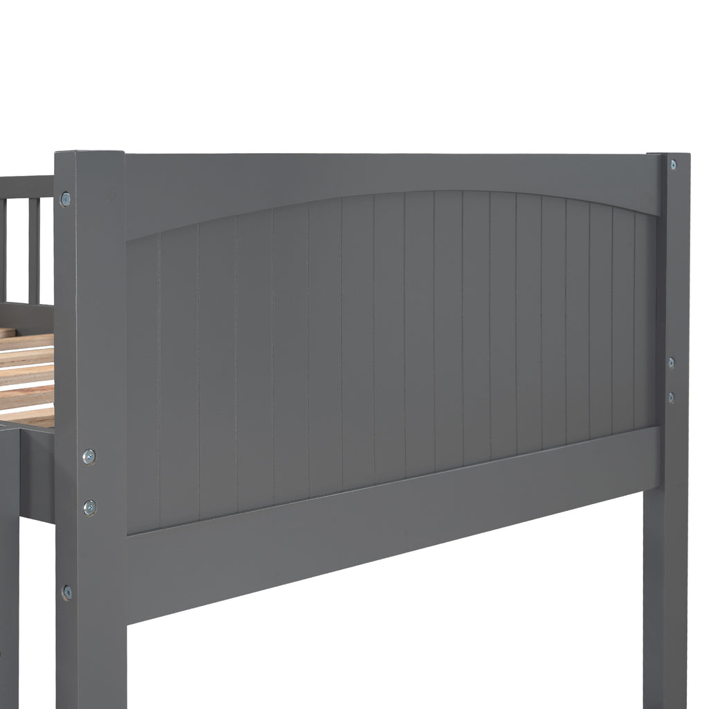 Twin bunk bed with loft in kids bedroom setting